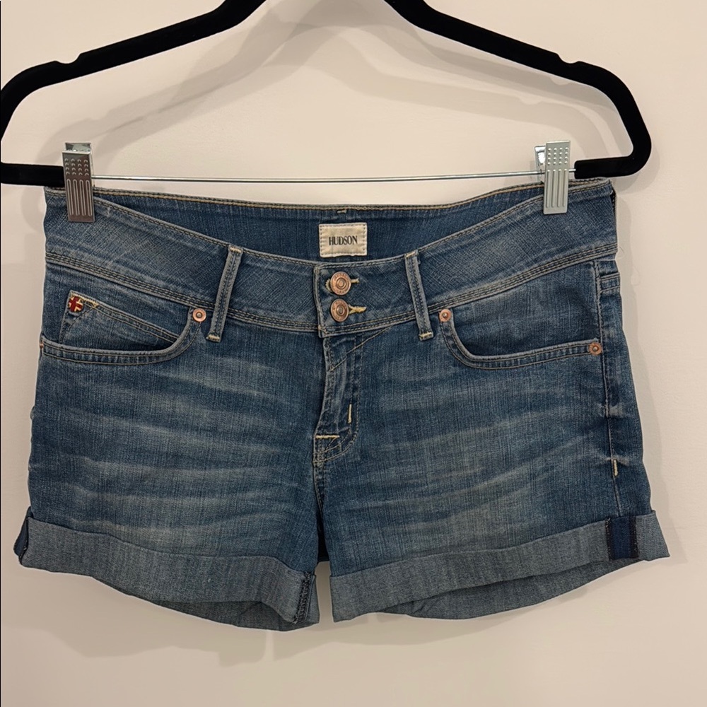 Hudson Jeans Blue Jean Shorts with Distressed Cuffed Style
